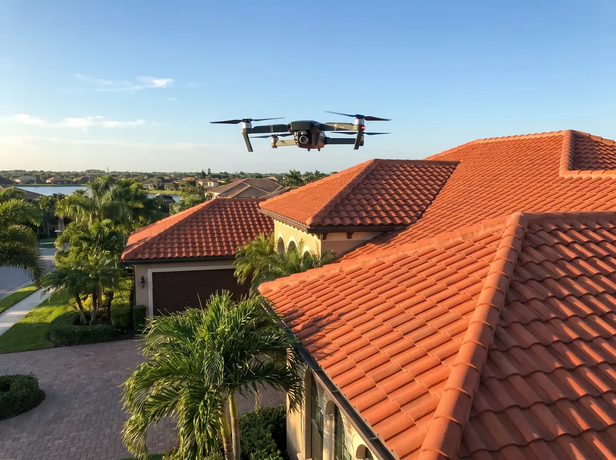 Drone inspection of HydroLock sealed tile roof at 12-month follow-up