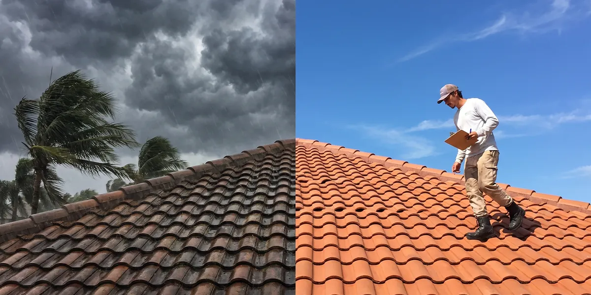 Florida hurricane roof cleanup, before and after storm inspection