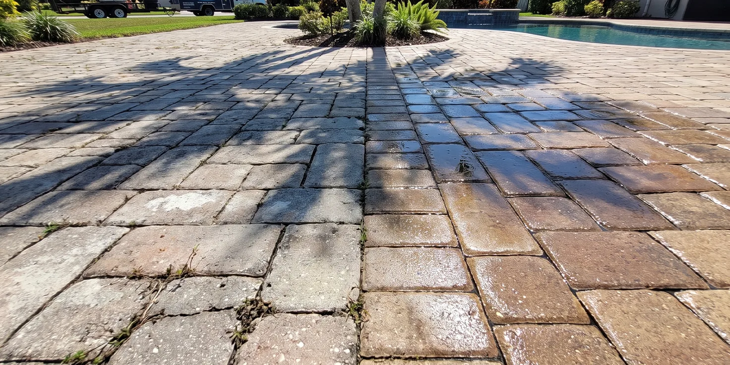 Polymeric sand vs sealer comparison in a Florida paver joint