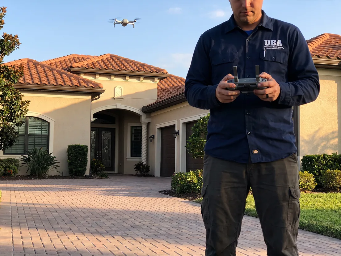 UBA Blue Team running an annual drone inspection on a HydroLock sealed roof